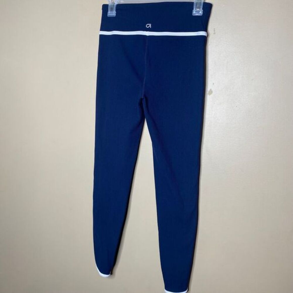 Gap Fit Women's High Rise Ribbed Tulip Hem Navy Blue & White Leggings Size S
